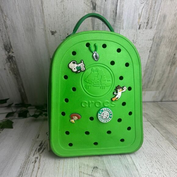 Crocs Mini Backpack Neon Green White Zipper Kids Book Bag - Picture 1 of 9
